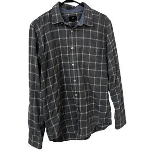 Obey Men's Gray Plaid Long-Sleeve Button-Down Shirt sweater size M